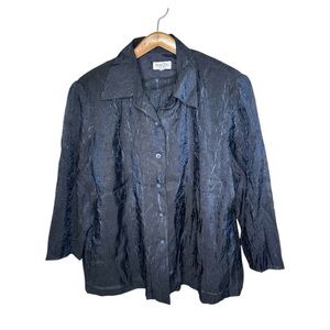 Tamotsu New York Crinkle Fabric Blazer & Matching Top Iridescent Blue Size 20W